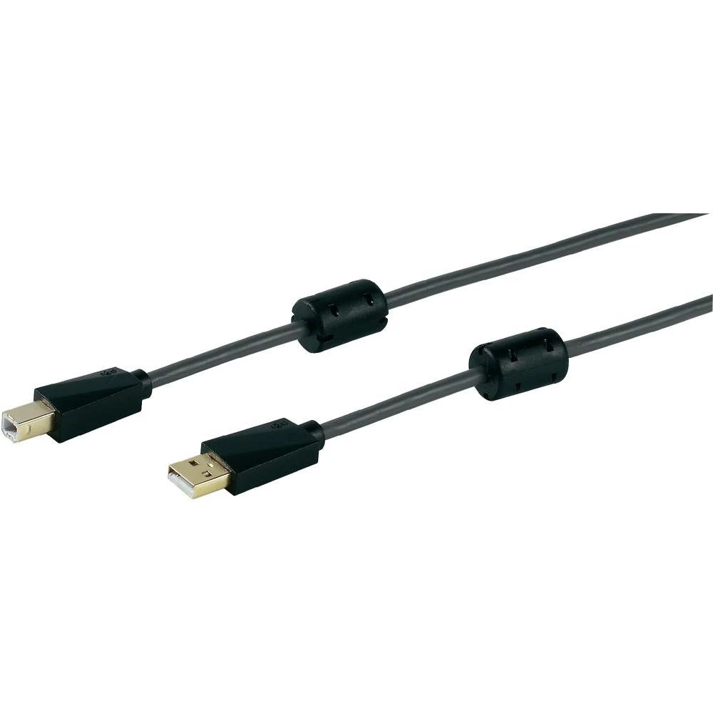 USB 2.0 priključni kabal [1x USB 2.0 utikač A - 1x USB 2.0 utikač B] 1.50 m crni slika