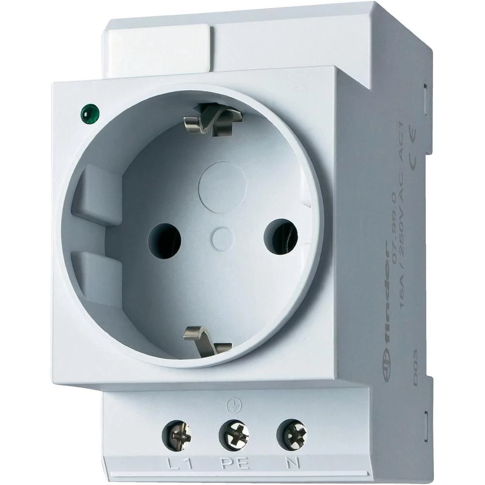 Finder 07.99.00-Vtičnica za prekidački ormarić , DIN-letva montaža, LED-prikaz s slika