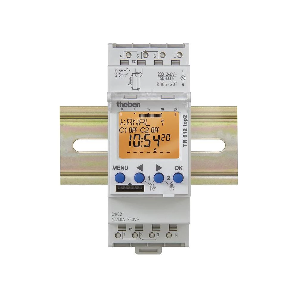 Uklopni sat za montažu na profilne šine, Theben slika