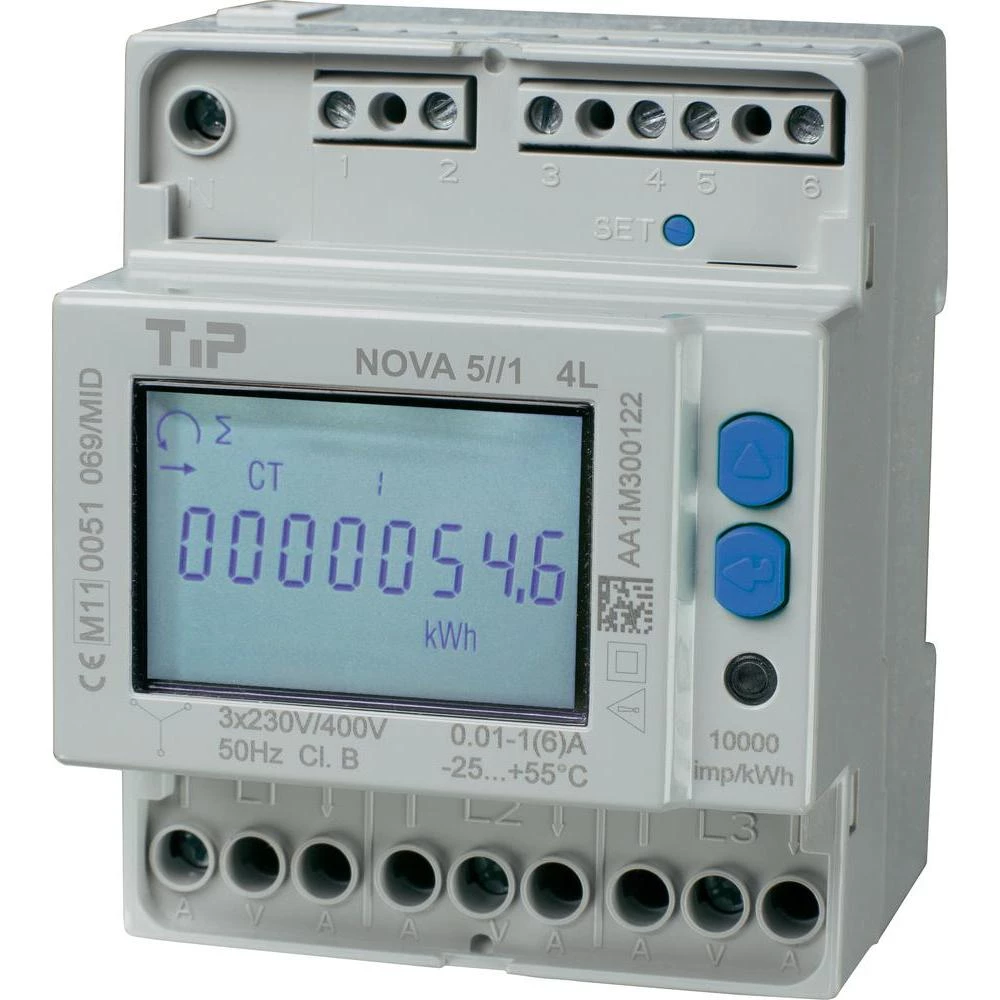 Brojilo trofazne struje digitalno, priključak na pretvarač 5 A MID dozvola: Da TIP NOVA 5//1 MID - 4L slika