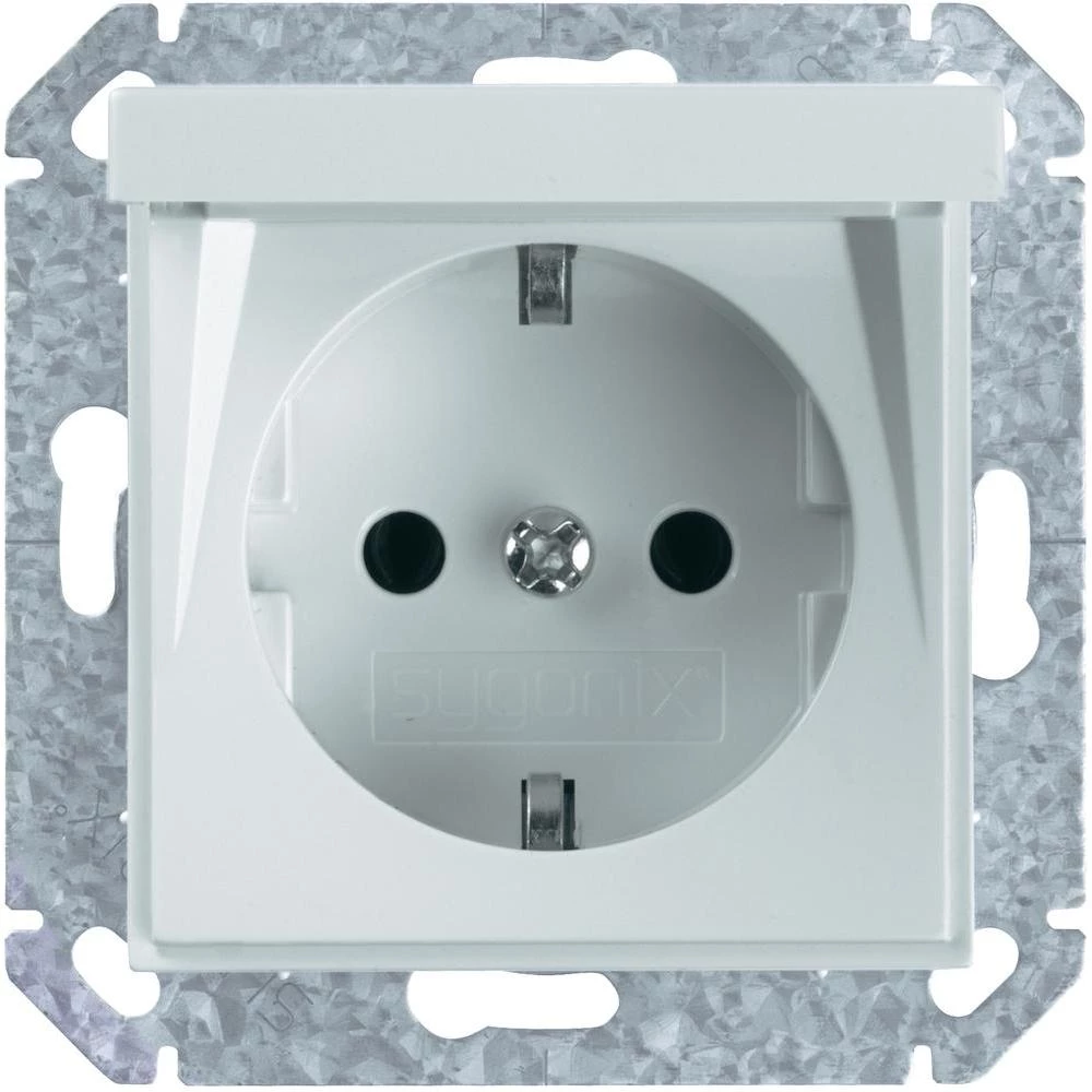 sygonix 33593A Utičnica sa poklopcom, bijela, sjajna slika