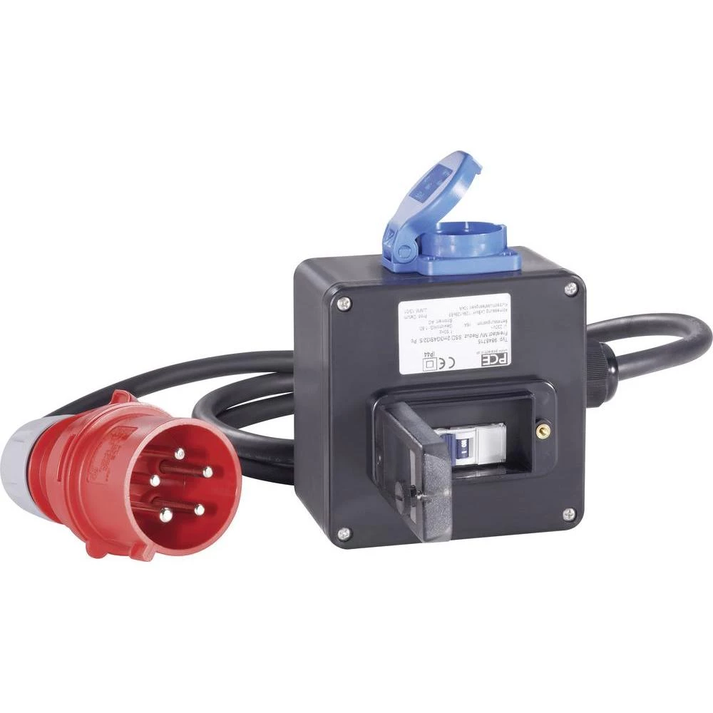 PCE 9848715 CEE razdjelnik s gumenim kablom 32A sa zaštitnim kontaktom s ručkom slika