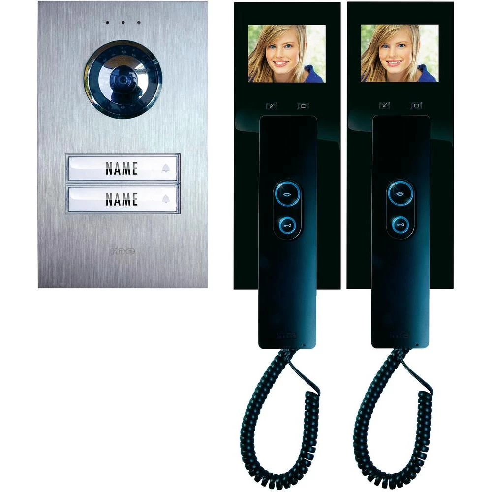 Portafon s kablom komplet m-e modern-electronics 2 obiteljska kuća srebrni, crni slika