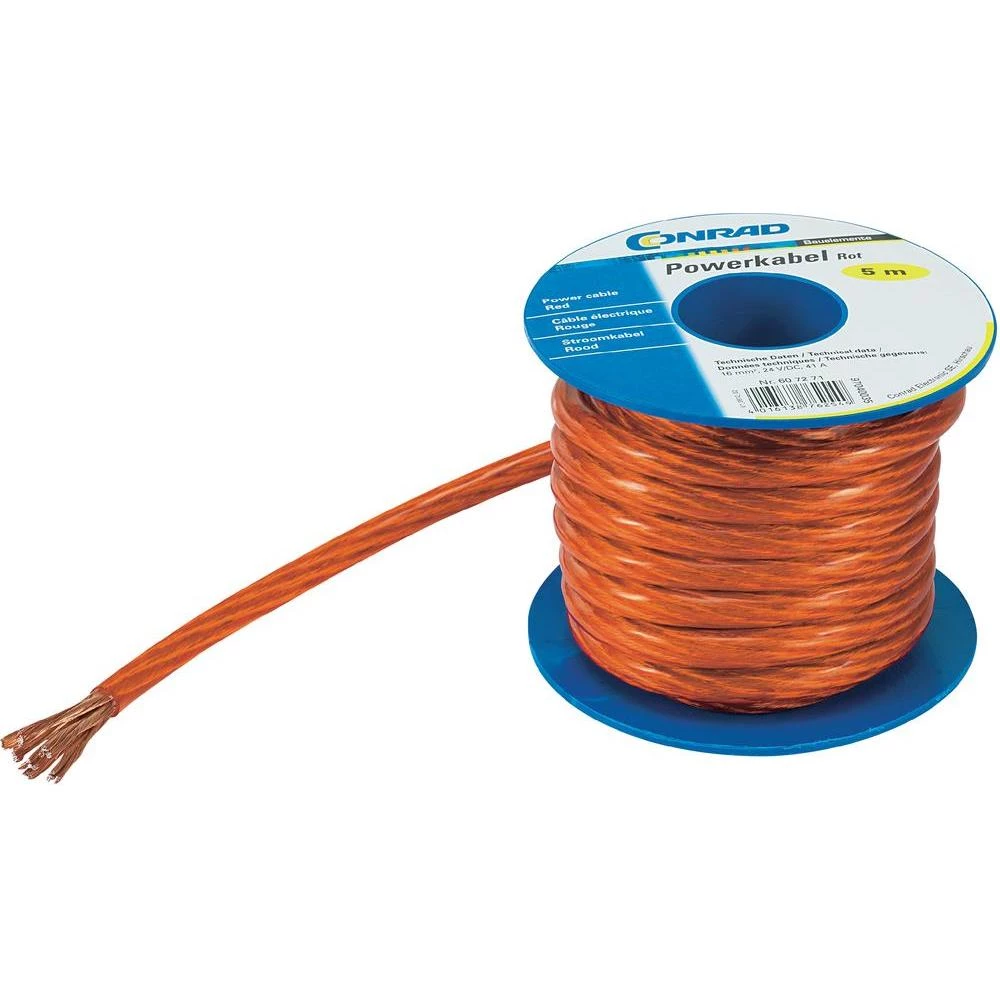 Power kabel Conrad, CCA, upakiran, 1 x 6 mm2, crvena, prozirna, 5 m SH1997C166 slika