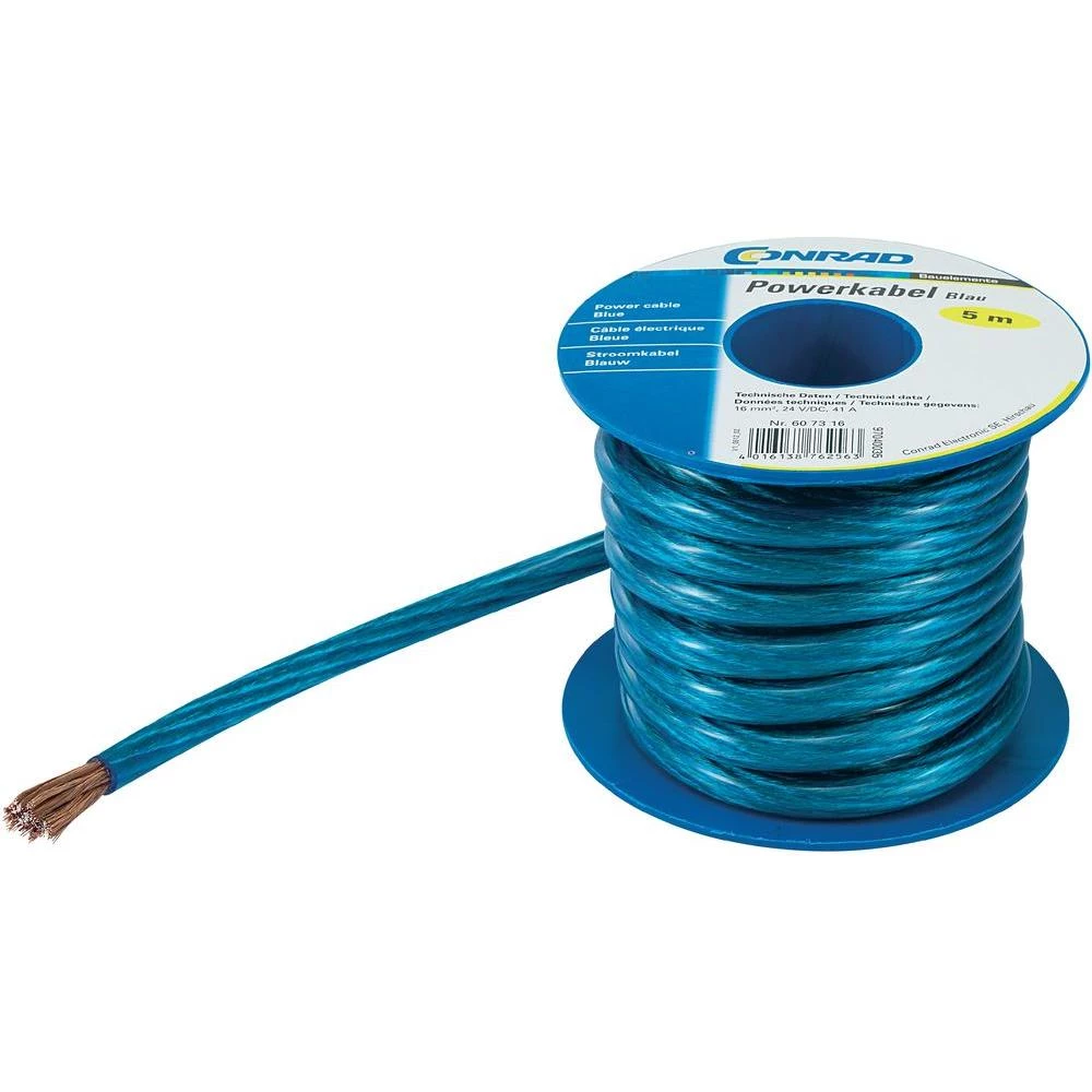 Power kabel Conrad, CCA, upakiran, 1 x 25 mm2, plava, prozirna, 5 m SH1997C177 slika