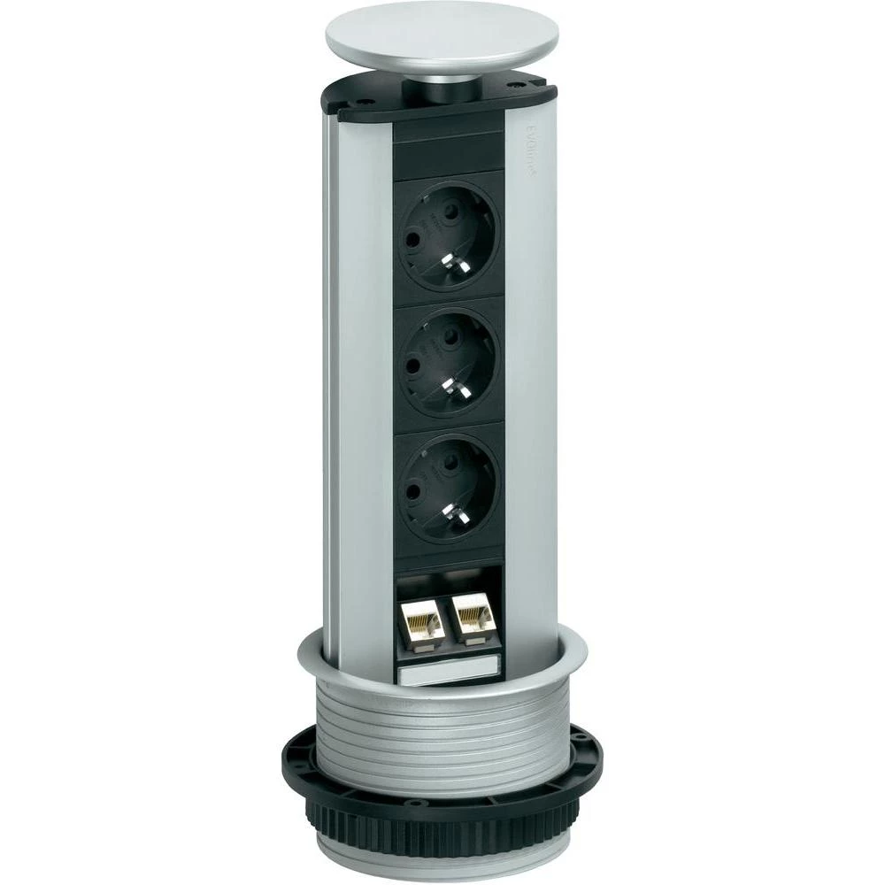 EVOLINE®PORT DATA 3-struka izvlačna utičnica crna/srebrna Schulte Elektrotechnik slika