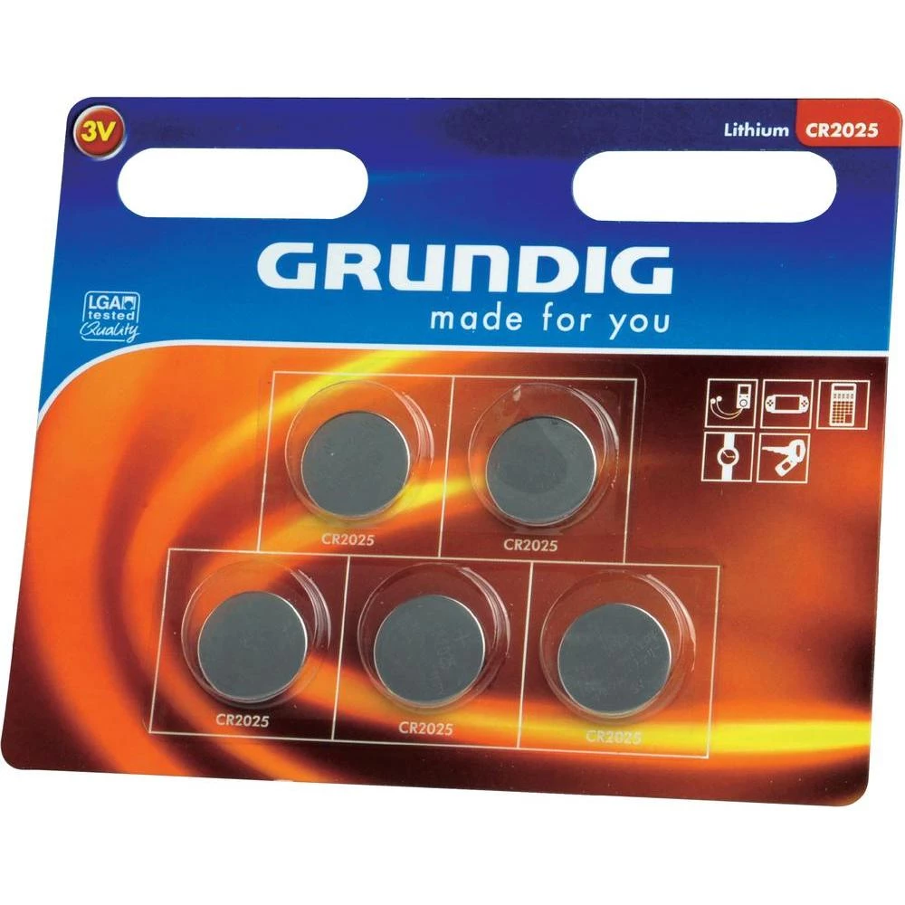 Gumbasta baterija CR 2025 litijska Grundig CR2025 127 mAh 3 V 5 kom. slika