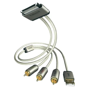 Audio/Video kabel Inakustik za iPad/iPhone/iPod [1x DOCK utikač 30 polni - 3x činč utikač, USB 2.0 utikač A] 2m, bijel slika