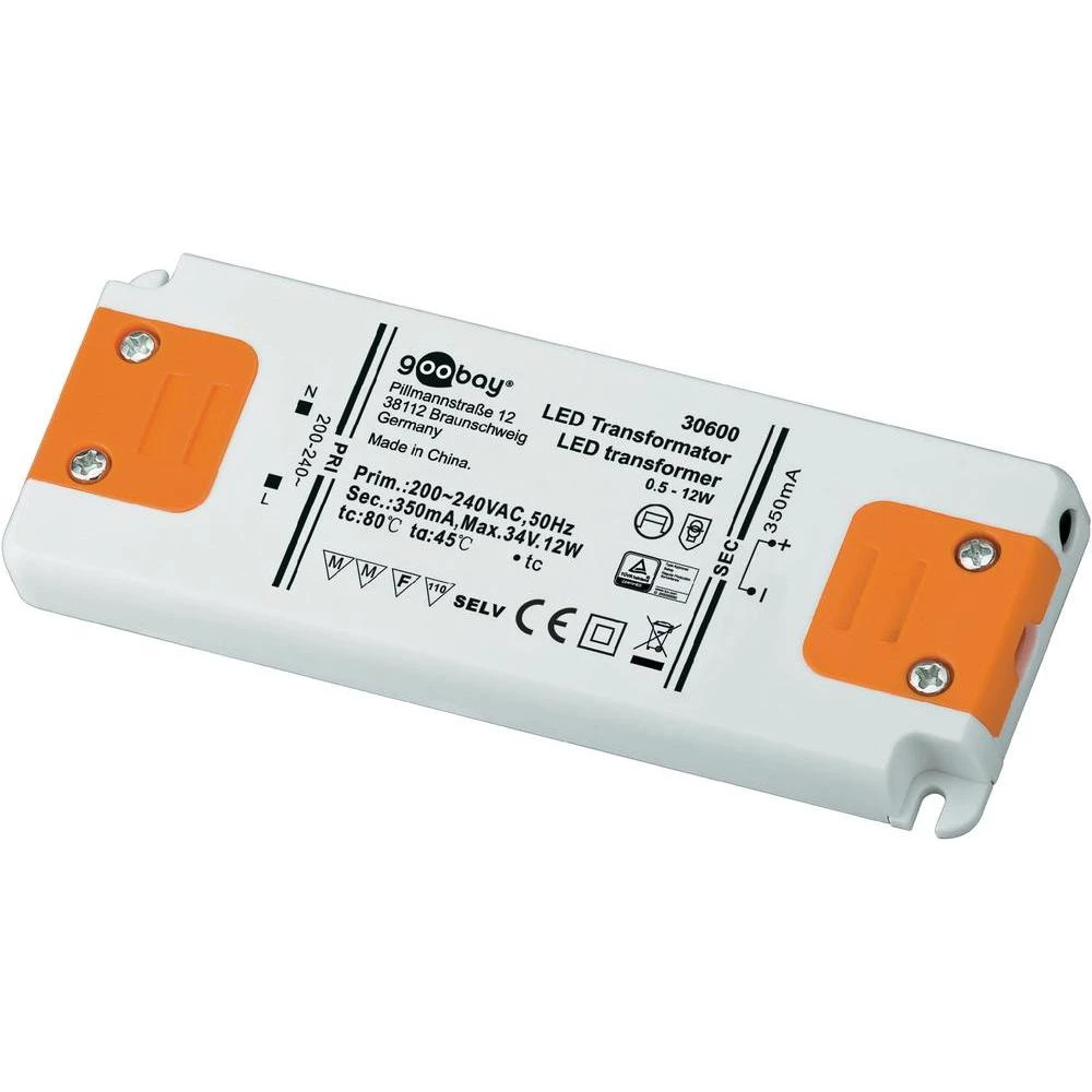 LED pogonski sklop Goobay SET CC 350-12 LED 12 W 0 - 34 V/DC 350 mA LED konstantna struja, transformator slika