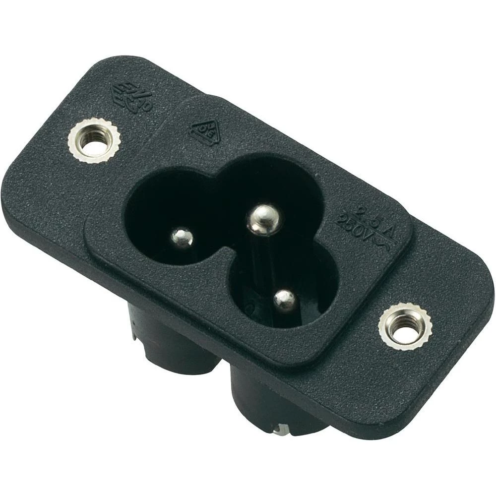 Utični konektor za hladne uređaje C6 utikač, okomita ugradnja broj polova: 3 2.5 A crna C6 1 komad. slika