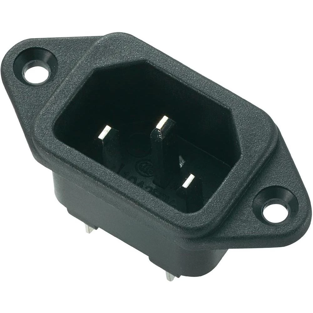 Utični konektor za hladne uređaje C14 utikač, okomita ugradnja broj polova: 3 10 A crna 1 komad. slika