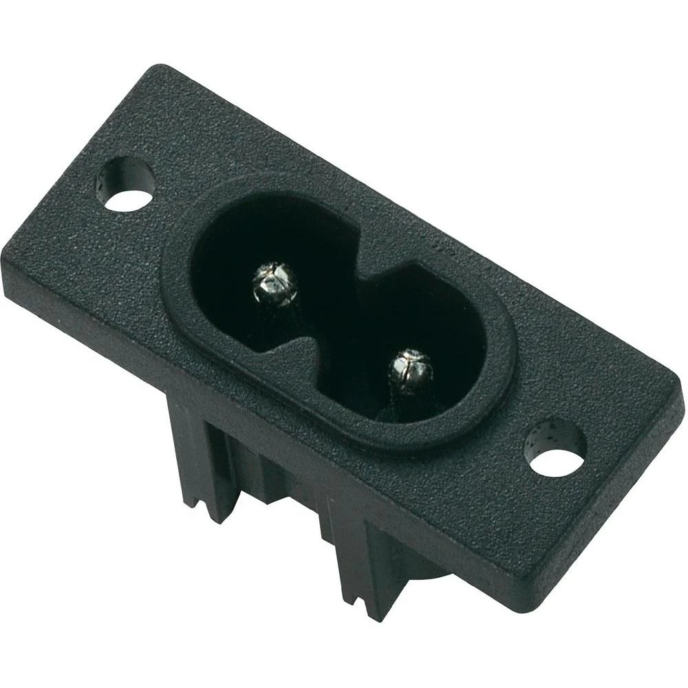 Utični konektor za hladne uređaje C6 utikač, okomita ugradnja broj polova: 2 2.5 A crna C6 1 komad. slika