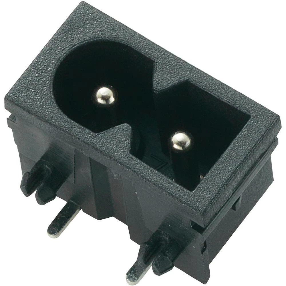 Utični konektor za hladne uređaje C8P utikač, vodoravna ugradnja broj polova: 2 2.5 A crna C8 1 komad. slika