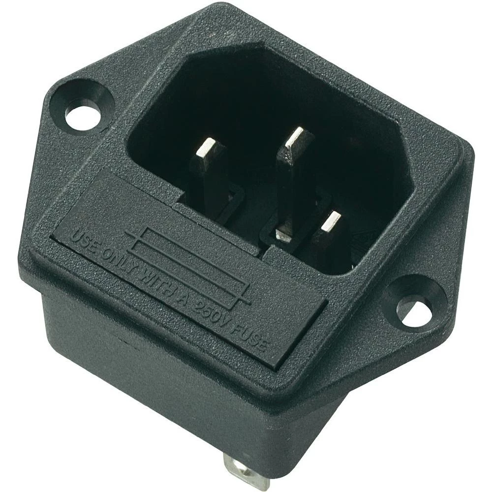 Utični konektor za hladne uređaje C14 utikač, okomita ugradnja broj polova: 3 10 A crna 1 komad. slika