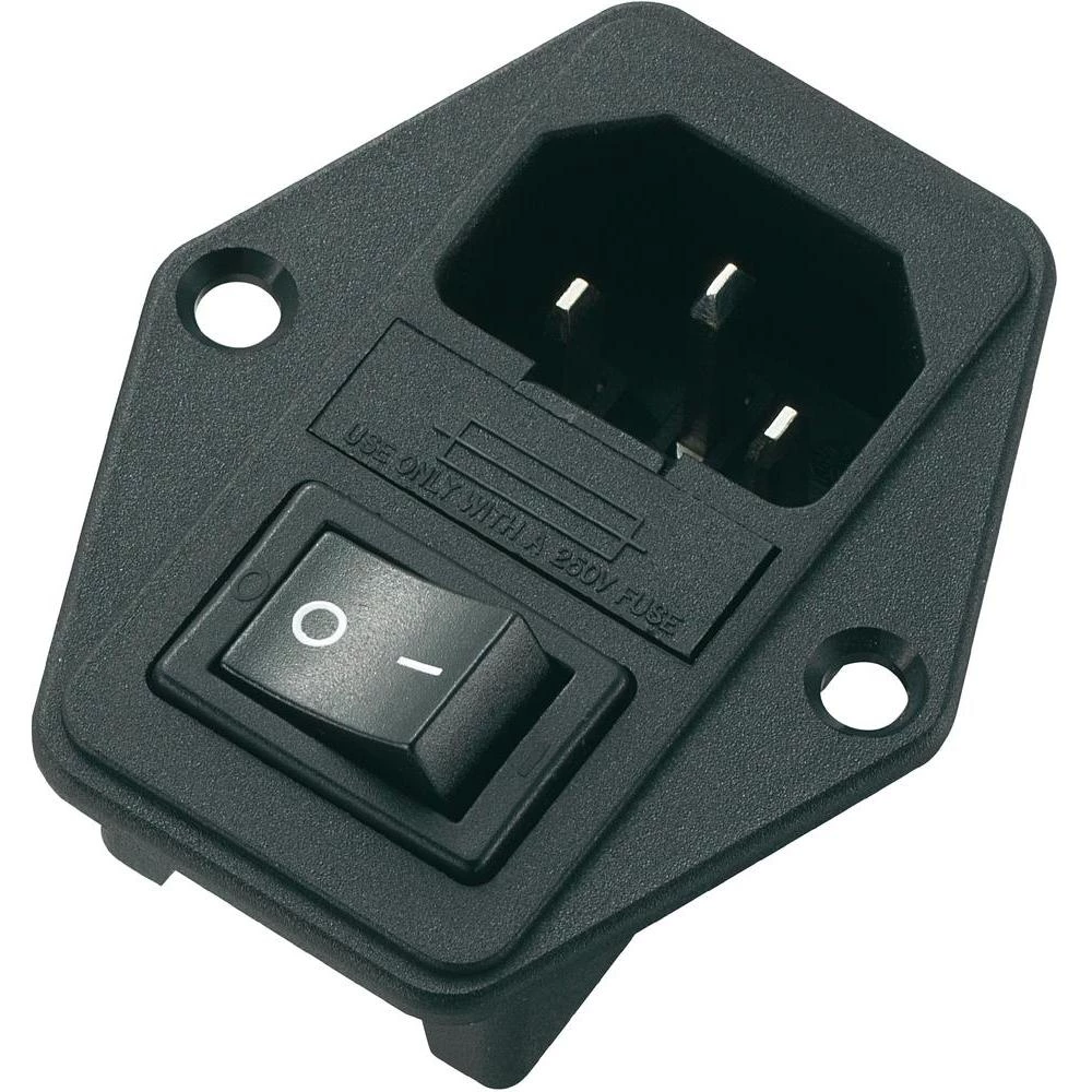 Utični konektor za hladne uređaje C14 utikač, okomita ugradnja broj polova: 3 10 A crna 1 komad. slika
