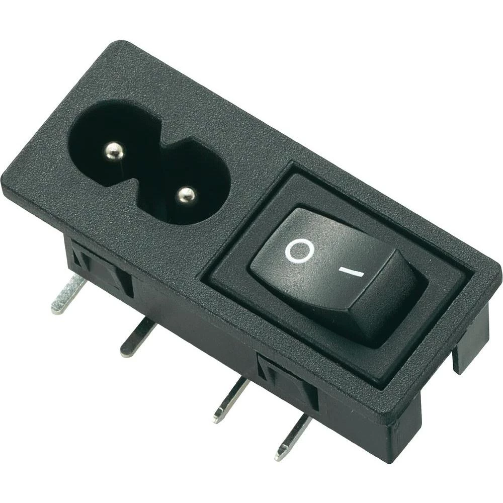 Utični konektor za hladne uređaje C6 utikač, vodoravna ugradnja broj polova: 2 2.5 A crna C6 1 komad. slika