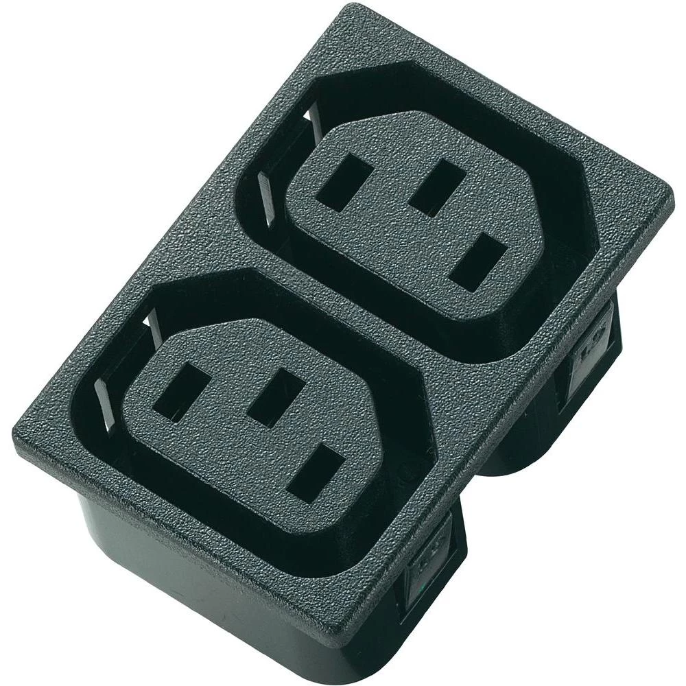 Utični konektor za hladne uređaje C13 ženski, okomita ugradnja broj polova: 3 16 A crna 1 komad. slika