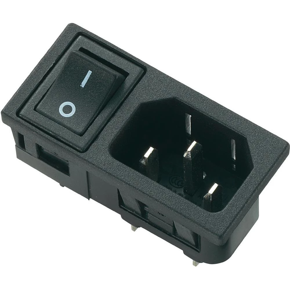 Utični konektor za hladne uređaje C14 utikač, okomita ugradnja broj polova: 3 10 A crna 1 komad. slika