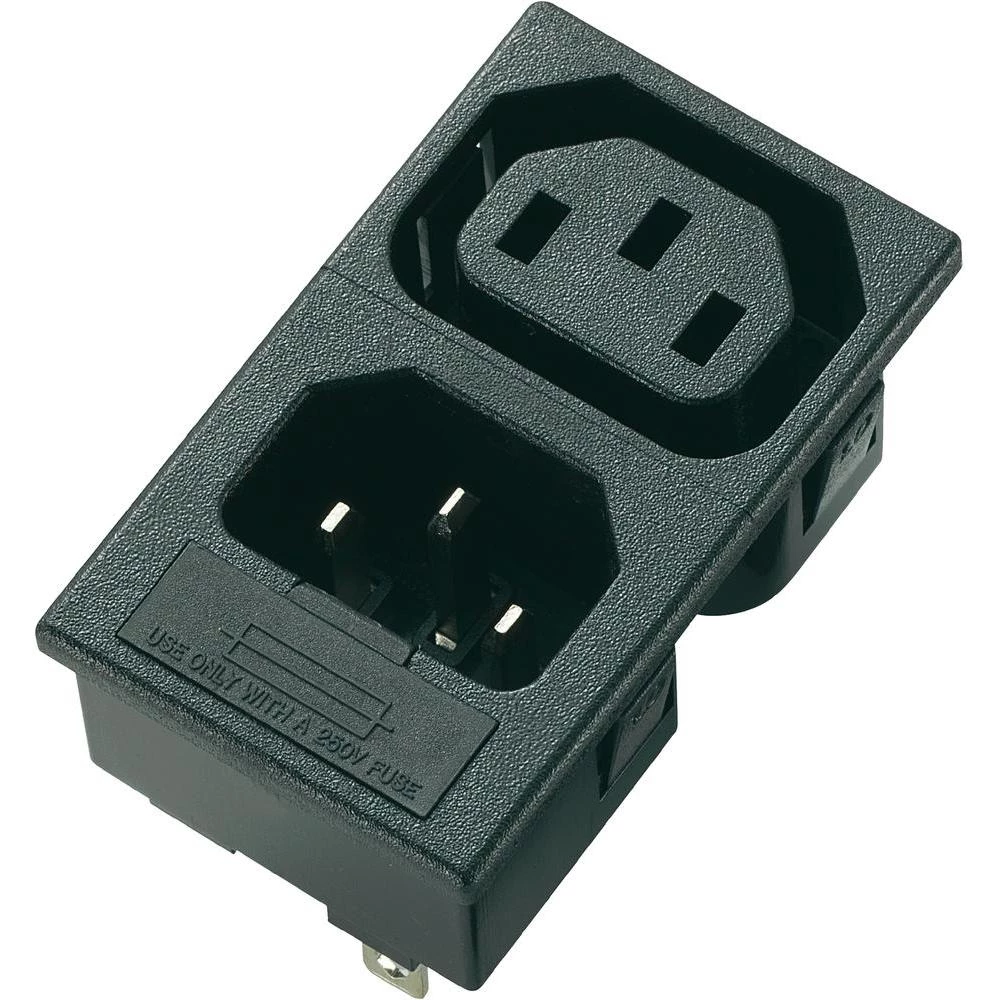 Utični konektor za hladne uređaje C13 ženski, okomita ugradnja, utikač, okomita ugradnja broj polova: 3 16 A crna 1 komad. slika