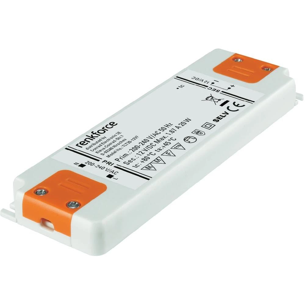 LED pogonski sklop Renkforce LED napajač 20 W 12 V/DC 1670 mA fiksni napon slika