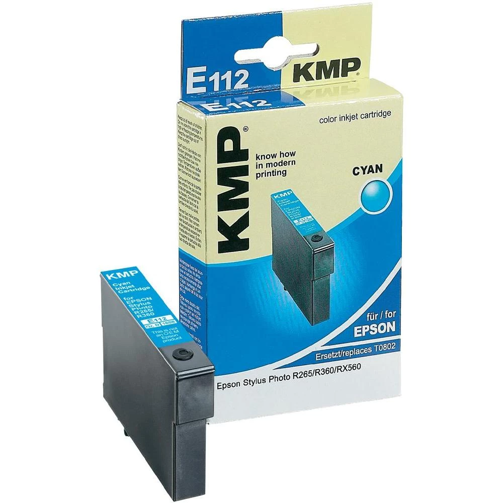 Kompatibilna patrona za printer E112 KMP zamjenjuje Epson T0802 cijan slika