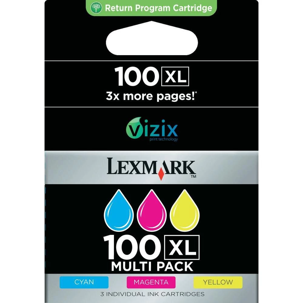 Originalne patrone za printer 100XL Lexmark kombinirano pakiranje zamjenjuje Lexmark kombinirano pakiranje 100, 100XL cijan, mag slika