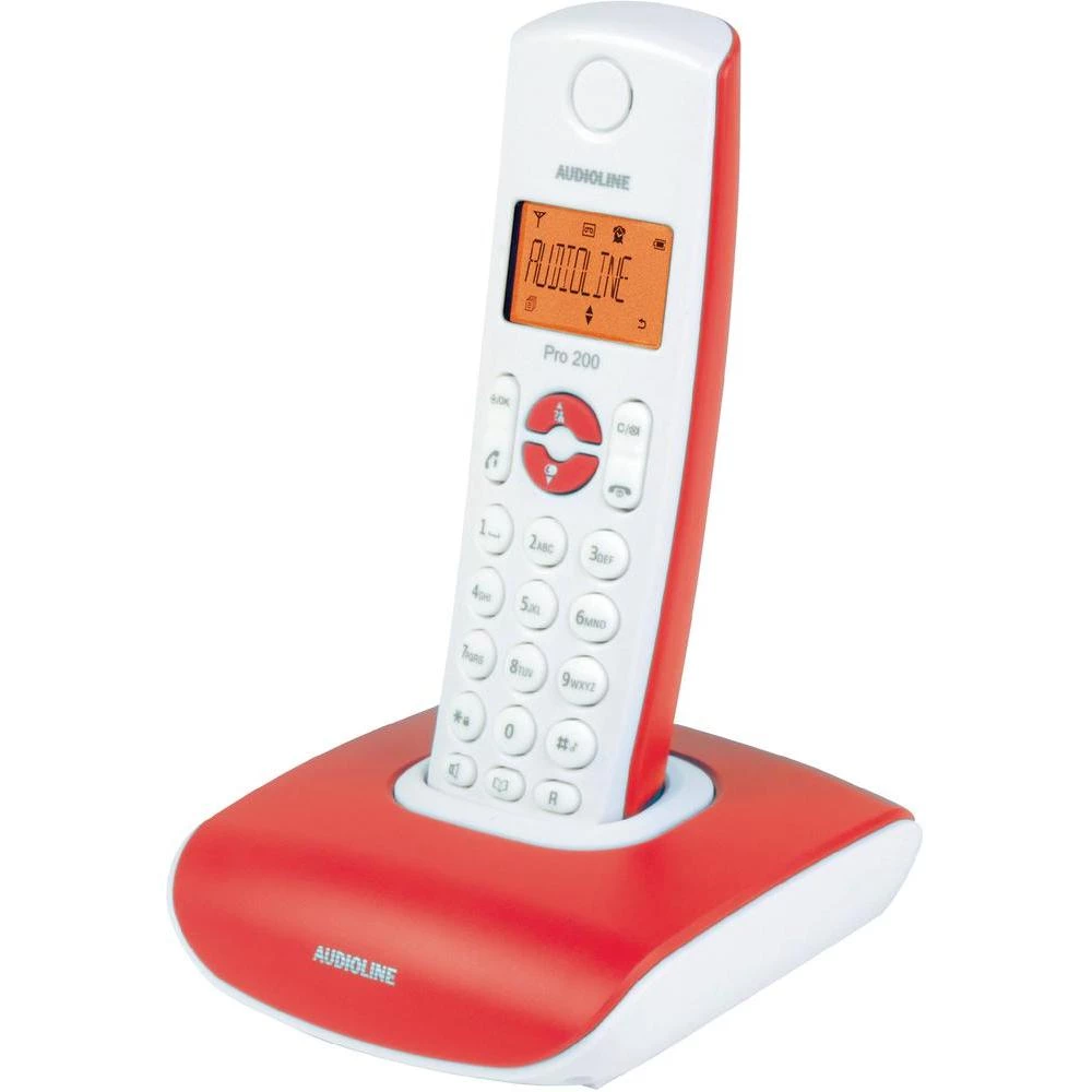 Analogni bežični telefon Pro 200 COLOR Audioline osvjetljeni ekran crvena, bije slika