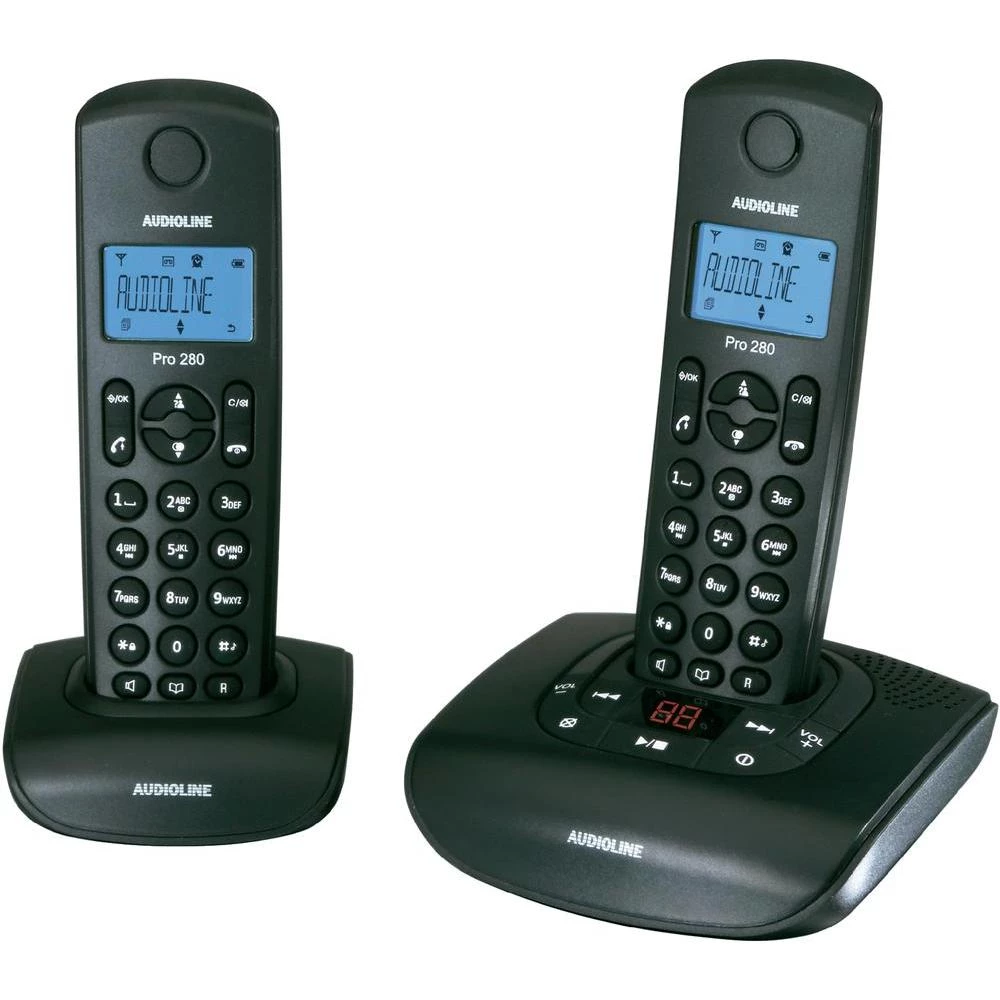 Analogni bežični telefon Pro 282 Duo Audioline automarska sekretarica osvjetljeni ekran crna slika
