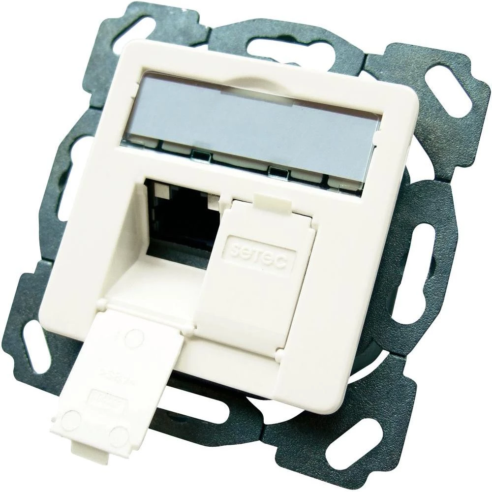 Ugradbena mrežna utičnica CAT 6 Setec, s centralnom pločom 2-portna snježno bije slika