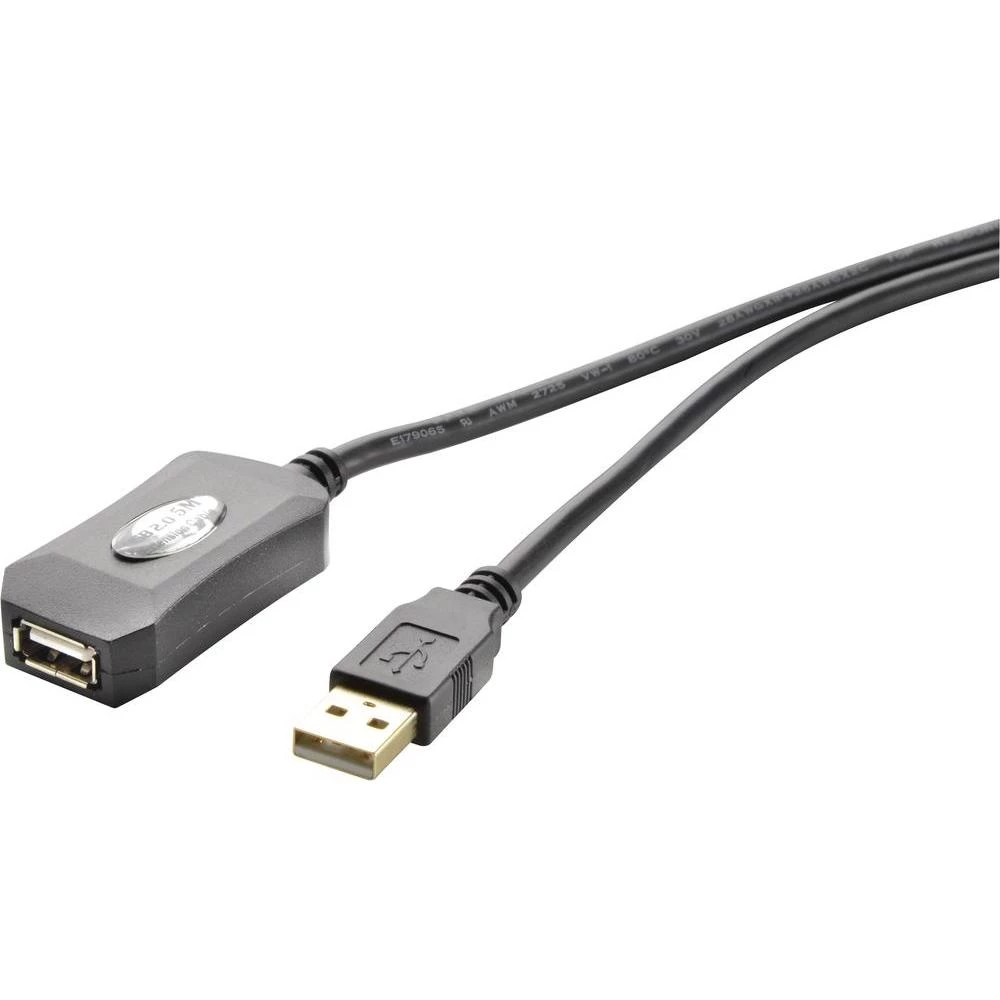 USB 2.0 produžni kabel [1x USB 2.0 utikač A - 1x USB 2.0 utikač A] 5 m Conrad crni slika