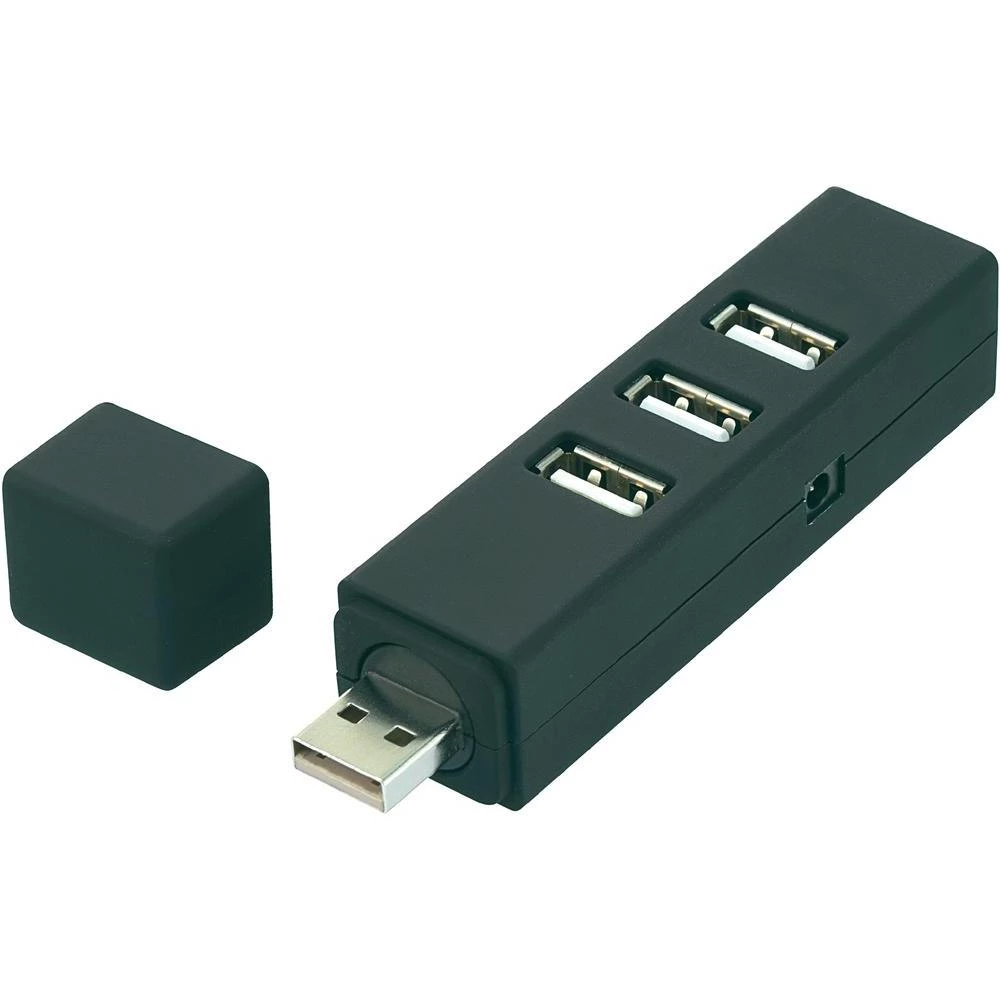 4-portni USB 2.0 hub okretni, s navojnom nogicom podesivoj po visini crni slika