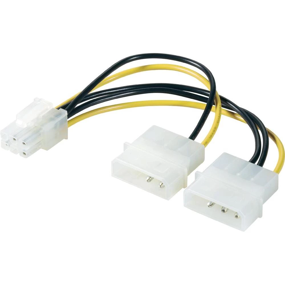 Strujni Y-kabel [1x PCIe utikač 6pol. - 2x IDE strujni utikač 4pol.] 0.15 m žuti slika