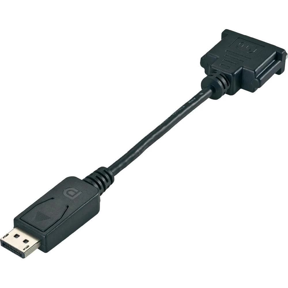 DisplayPort/DVI adapter Conrad [1x DisplayPort-utikač  1x DVI-utičnica 24+1pol.] crn, pozlaćeni konektori slika