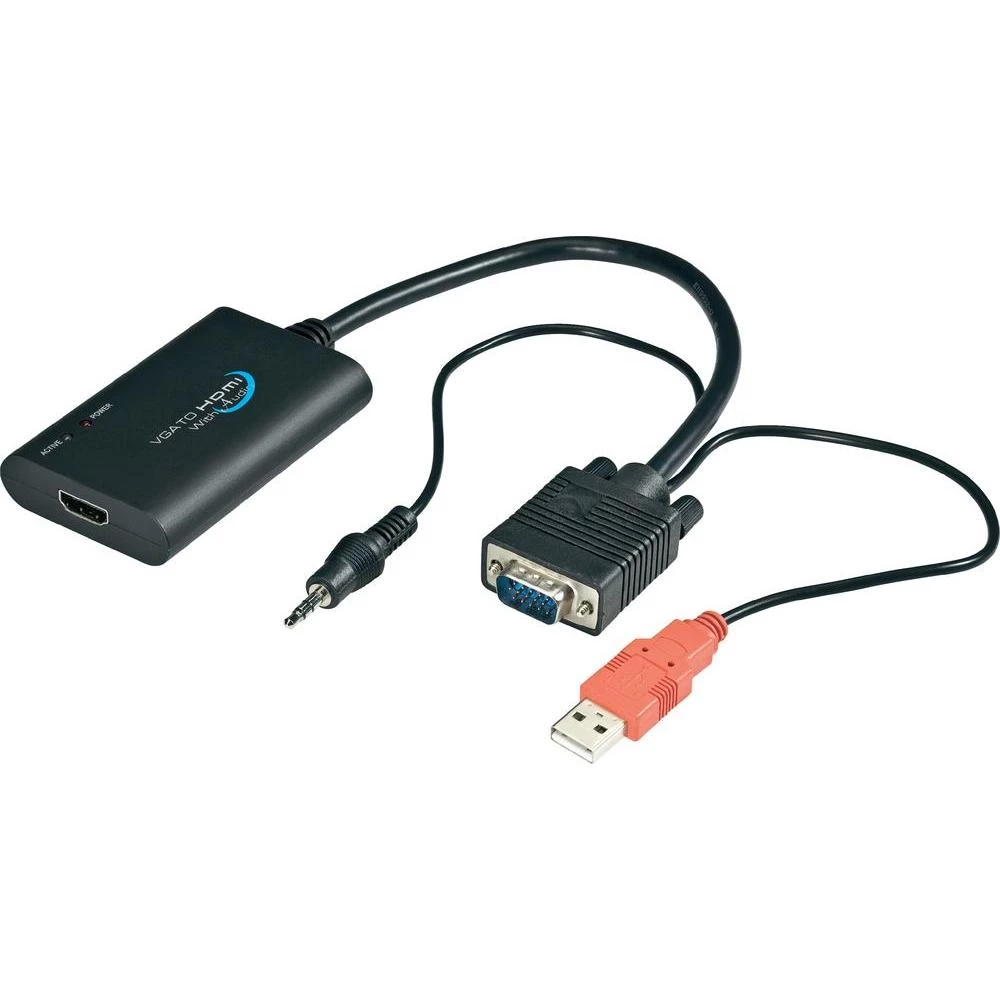 VGA/HDMI pretvornik Conrad [1x VGA-utikač, utičnica 3.5 mm  1x HDMI-utičnica] 0.20m, crn slika