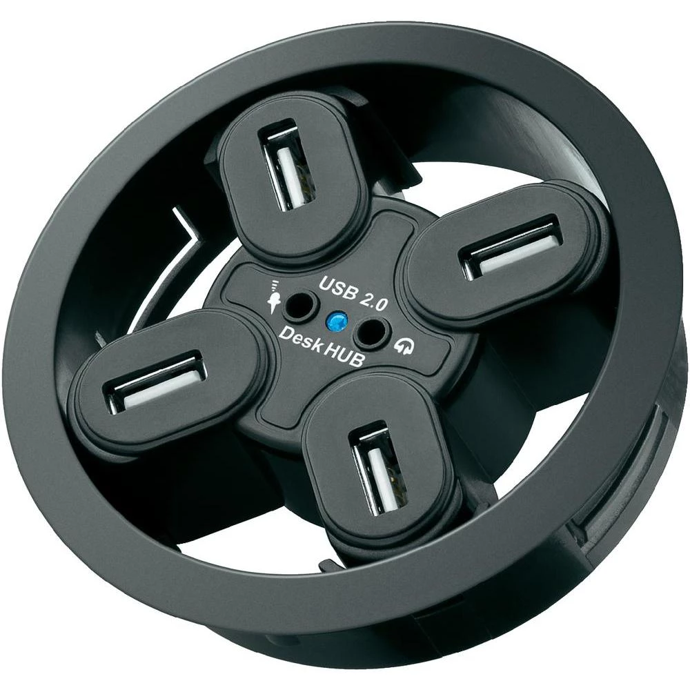 4-portni USB 2.0 hub Goobay s audio ulazom crni slika