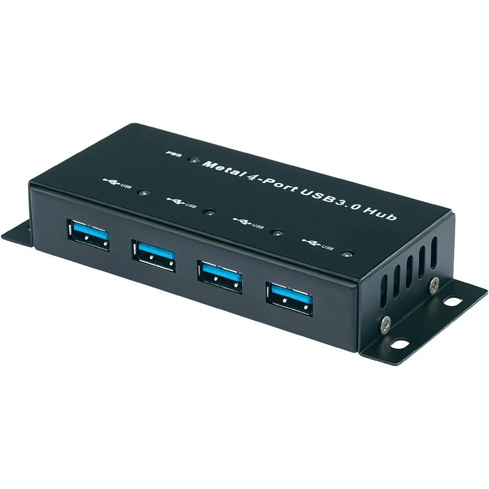 4-portni USB 3.0 hub Conrad metalno kućište, za zidnu montažu crni slika