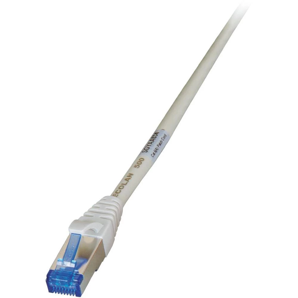 RJ45 mrežni kabel CAT 6A S/FTP [1x utikač - 1x utikač] 0.50 m sivi UL certifikat, nezapaljivi, zaštić. EFB Elektronik slika