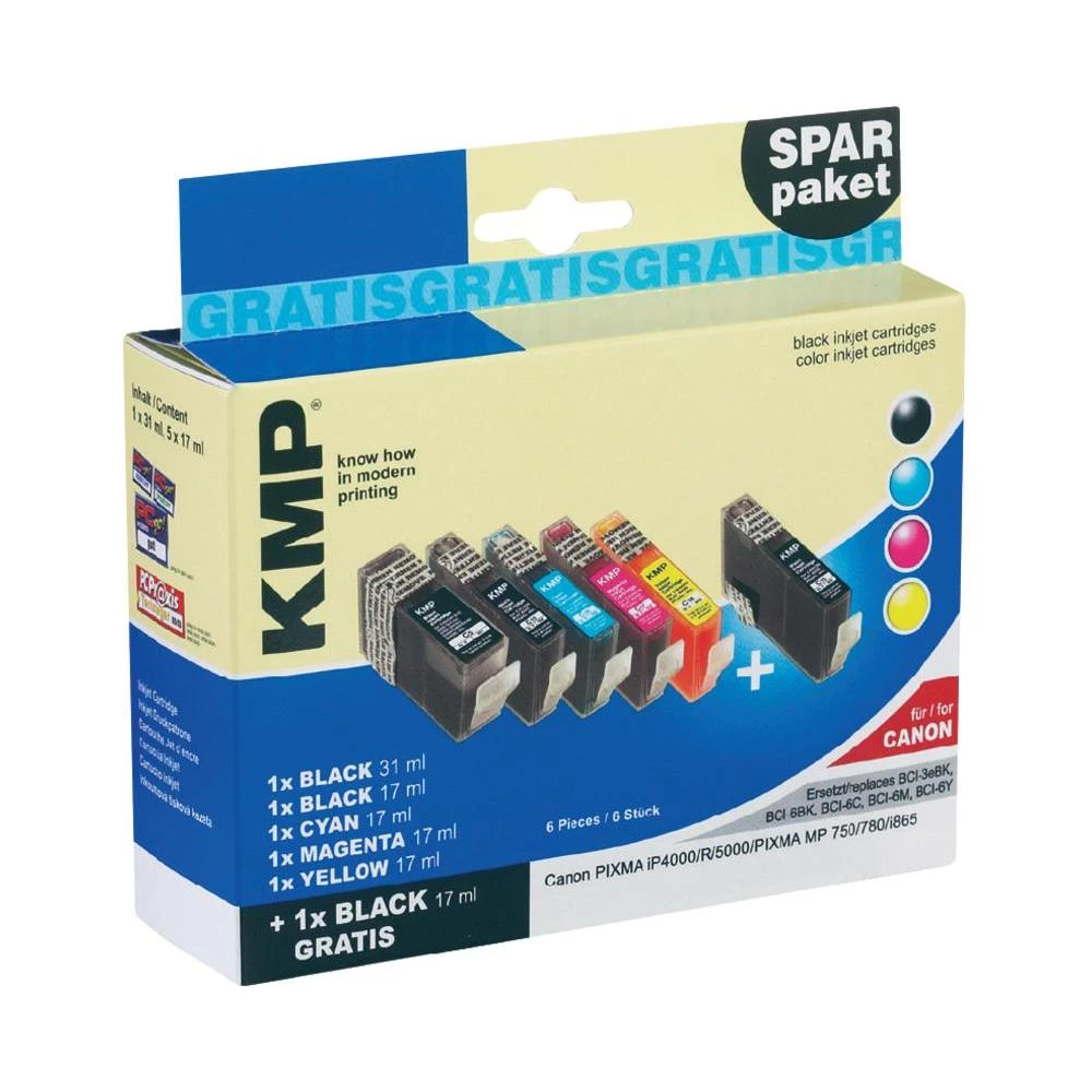 Kompatibilne patrone za printer C16V KMP kombinirano pakiranje zamjenjuje Canon BCI-3, BCI-6 crna, cijan, magenta, žuta slika
