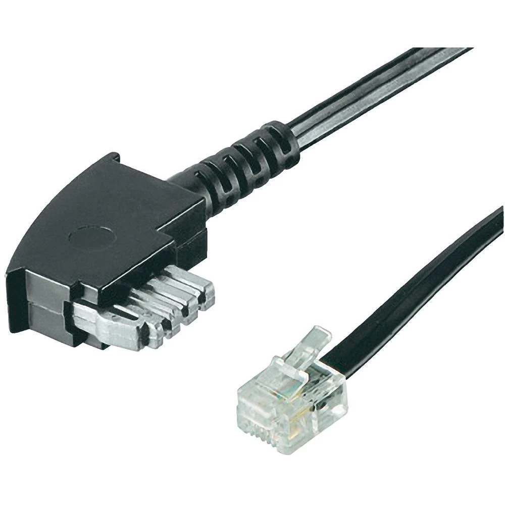 Telefonski (analogni) priključni kabel [1x TAE-N utikač - 1x RJ11 utikač 6p2c] 6 m crni 50307 Goobay slika