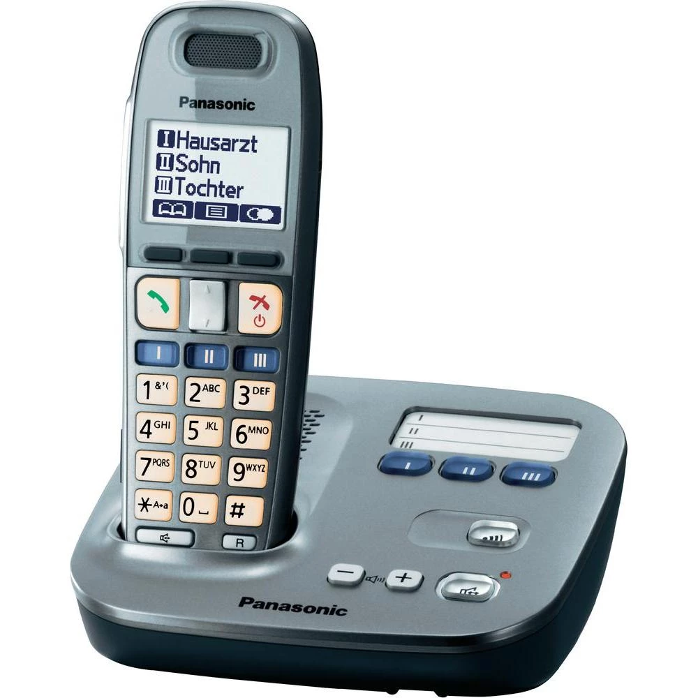 Bežični telefon za starije osobe Panasonic KX-TG6571, optička signalizacija poziva, grafit, crn, KX-TG 6571 slika