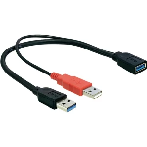USB 3.0 Y-kabel [1x USB 3.0 utikač A - 1x USB 3.0 utikač A] 0.30 m Delock crni slika