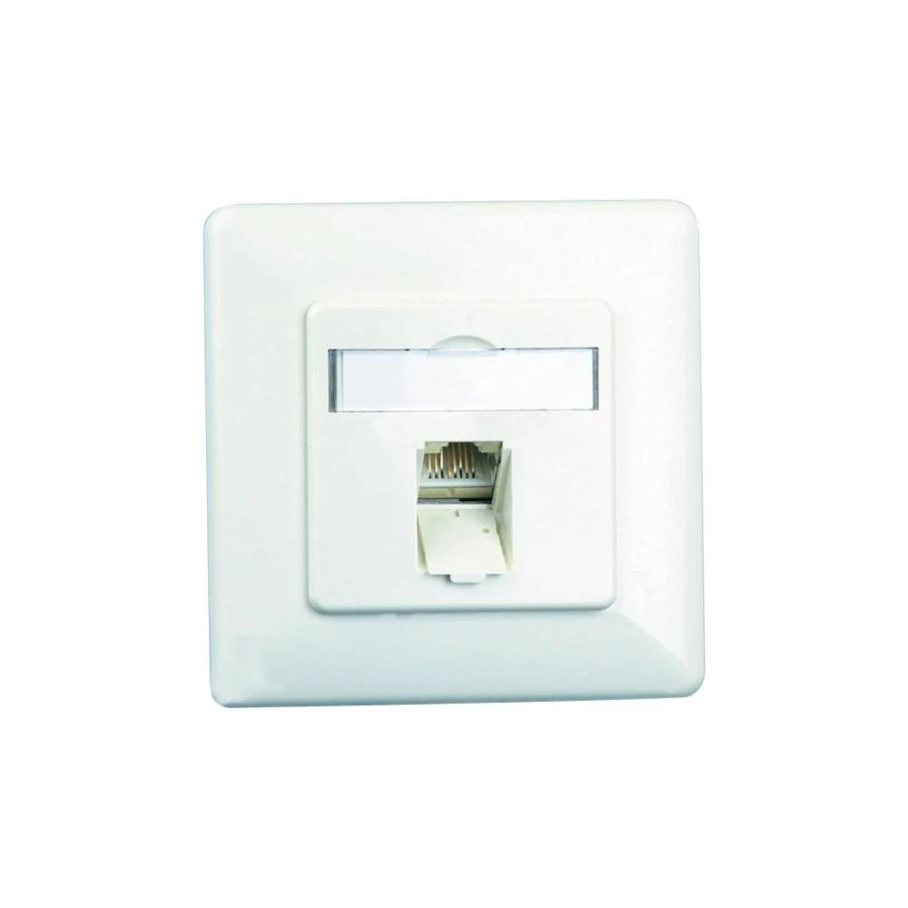 Ugradbena mrežna utičnica CAT 6A BTR Netcom, s centralnom pločom i okvirom 1-portna, biserno bijela slika