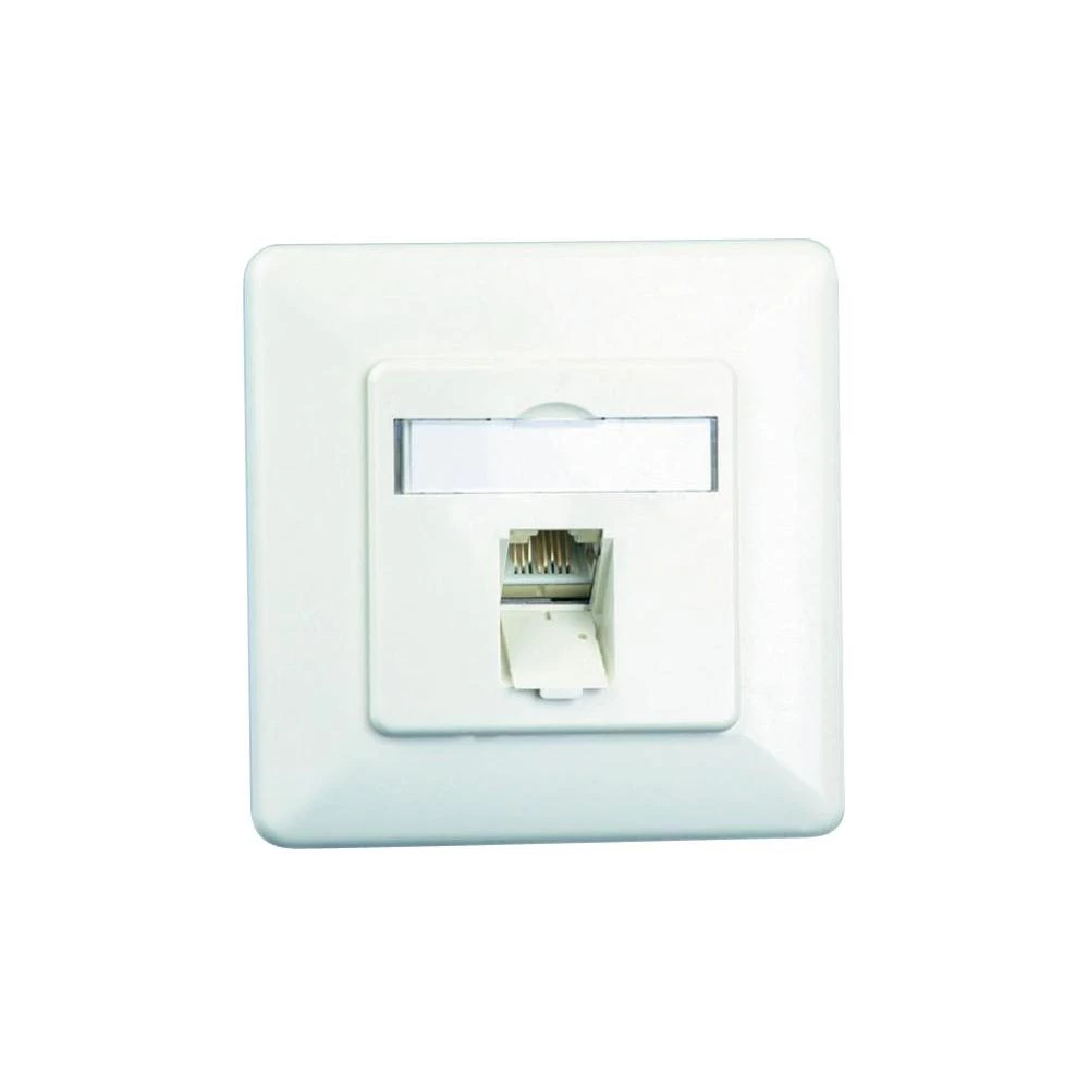 Ugradbena mrežna utičnica CAT 6 BTR Netcom, s centralnom pločom i okvirom 1-portna, biserno bijela slika