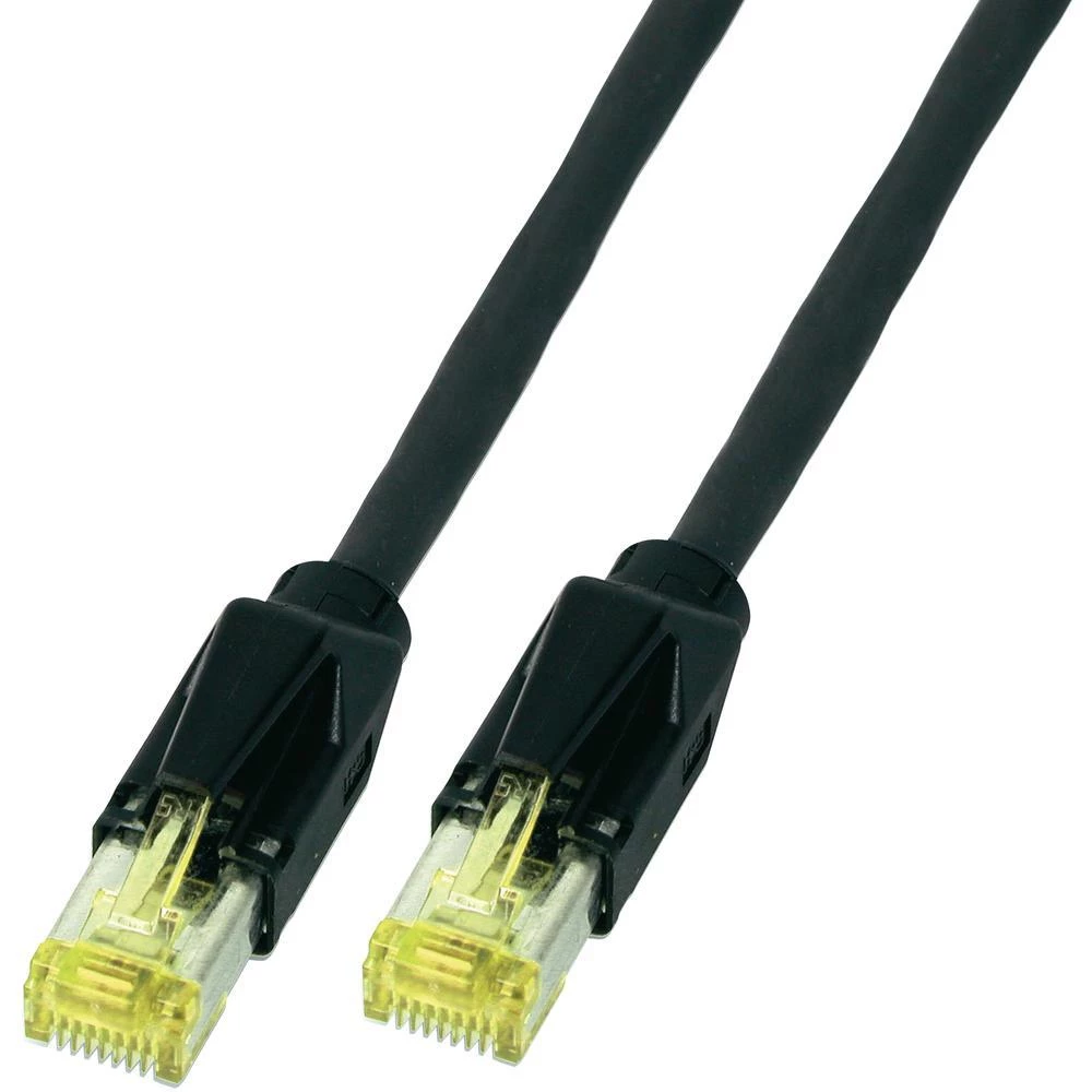 RJ45 mrežni kabel CAT 6A S/FTP [1x RJ45 utikač - 1x RJ45 utikač] crni nezapaljiv slika
