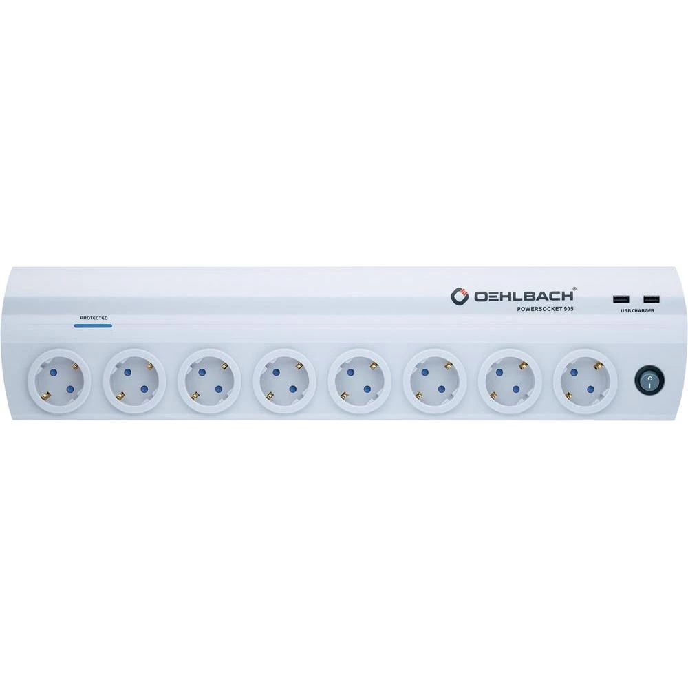 Letva s utičnicama i zaštitom od prenapona 8-struka, bijela, zaštitni kontakt, Oehlbach D1C17021 slika