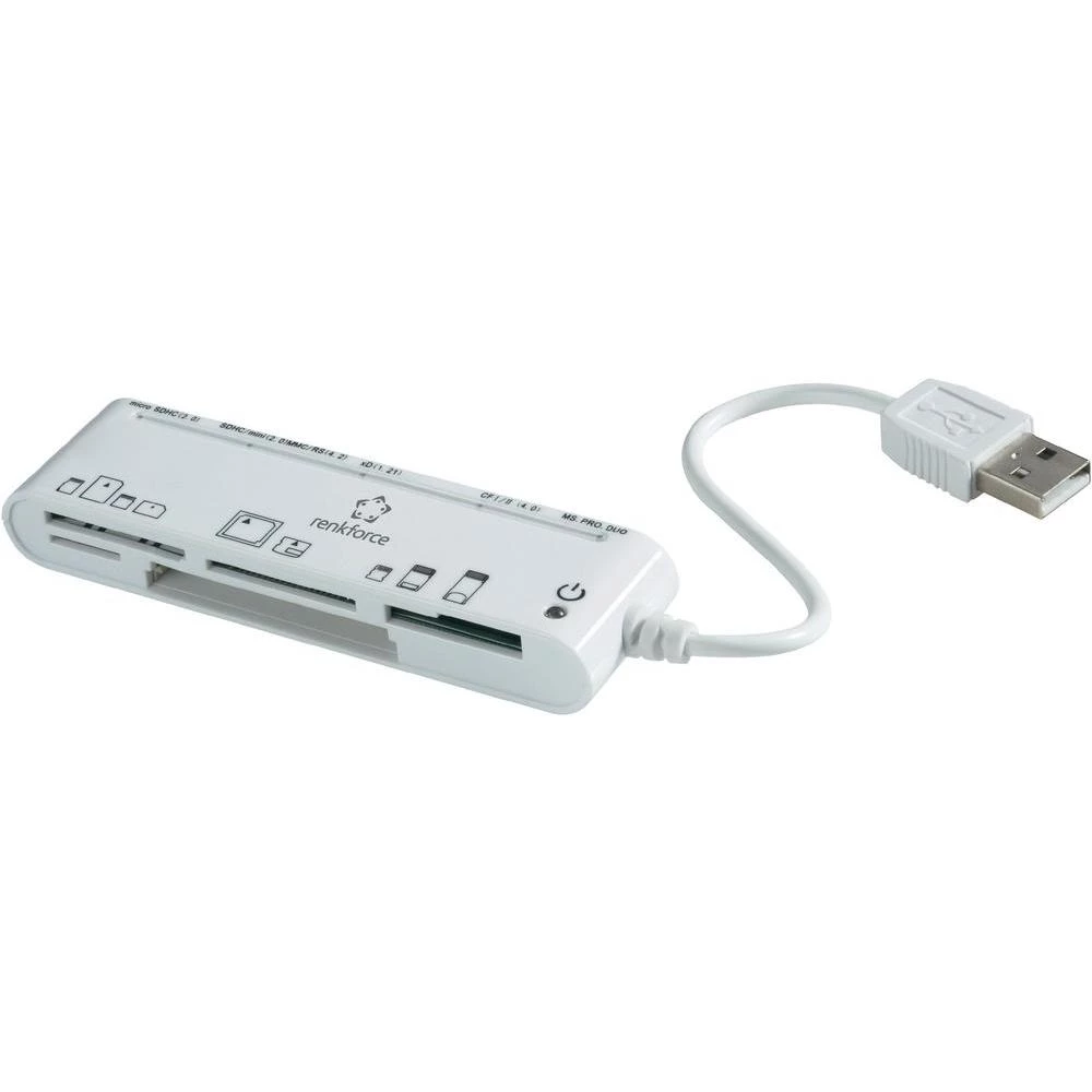 Vanjski čitač memorijskih kartica USB 2.0 CR08e Renkforce bijeli slika