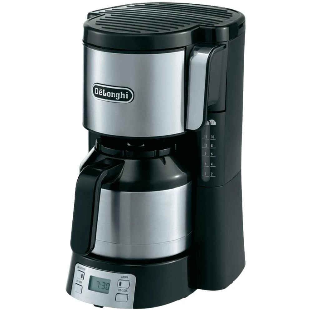 Aparat za kavu DeLonghi crna/srebrna, za 10 šalica, termo vrč, funkcija timera I slika