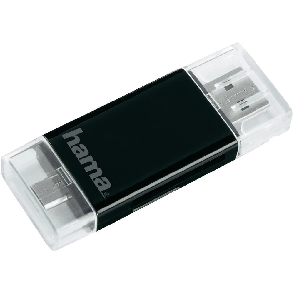 USB čitač kartica SD Pametni telefon/Tablet Hama USB 2.0, Micro USB 2.0, crn slika