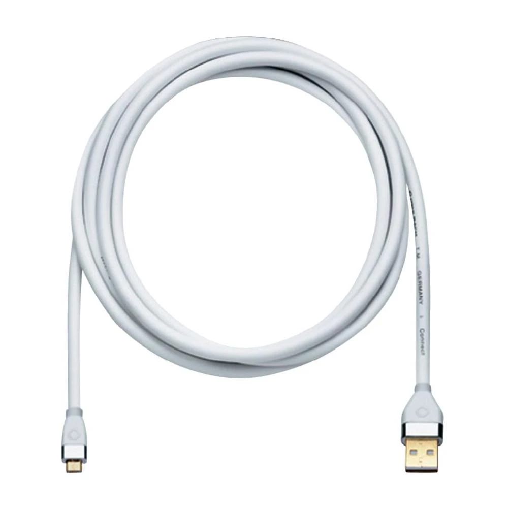 USB 2.0 priključni kabel [1x USB 2.0 utikač A - 1x USB 2.0 utikač Micro-B] 5 m bijeli pozlaćeni kontakti Oehlbach slika