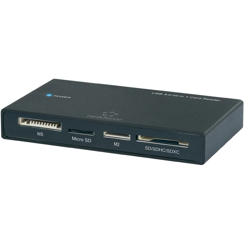 Vanjski čitač memorijskih kartica USB 3.0 CR21E-Alu Renkforce crni slika